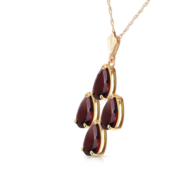 14K. SOLID GOLD NECKLACE WITH NATURAL GARNETS